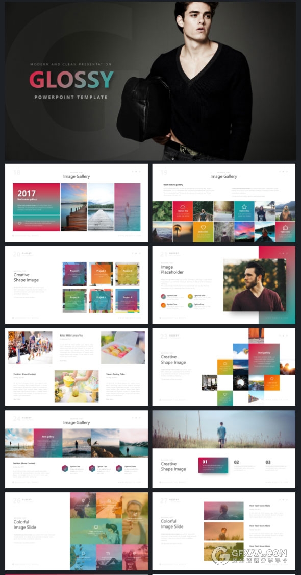 酷炫多色70多页高端欧美PPT模板20种预制配色 - 顶尖PPT