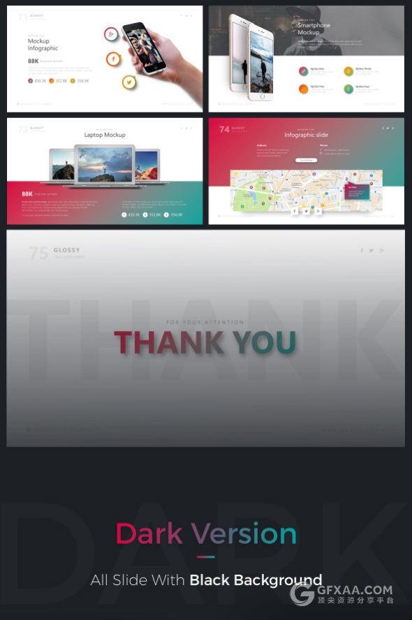 酷炫多色70多页高端欧美PPT模板20种预制配色 - 顶尖PPT