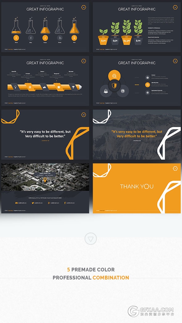 创意六边形50多页高端keynote模板5种配色主题 - 顶尖PPT