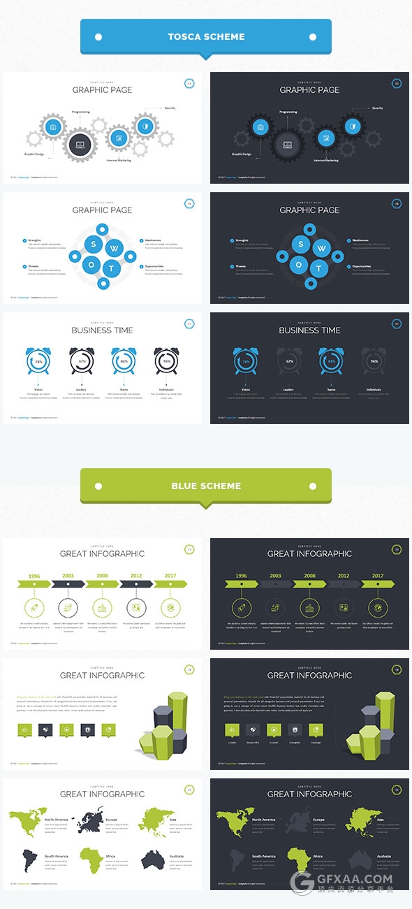 创意六边形50多页高端keynote模板5种配色主题 - 顶尖PPT