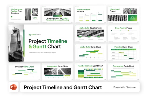 项目时间轴甘特图管理PPT模板 - 顶尖PPT