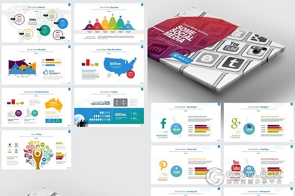 74页彩色商务多用途PPT模板3种比例规格 - 顶尖PPT
