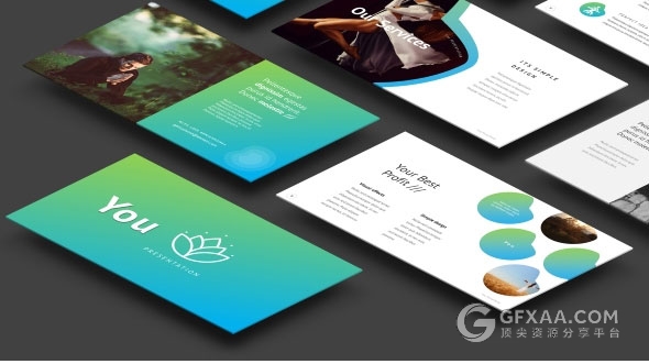 39页蓝绿渐变简约大气多用途PPT模板 - 顶尖PPT