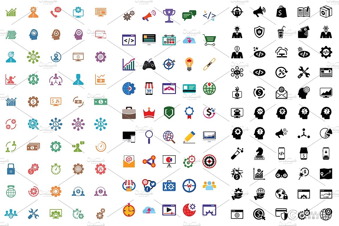 1000个数据图表+500个ICON合集ai/ps/eps三种格式 - 顶尖PPT