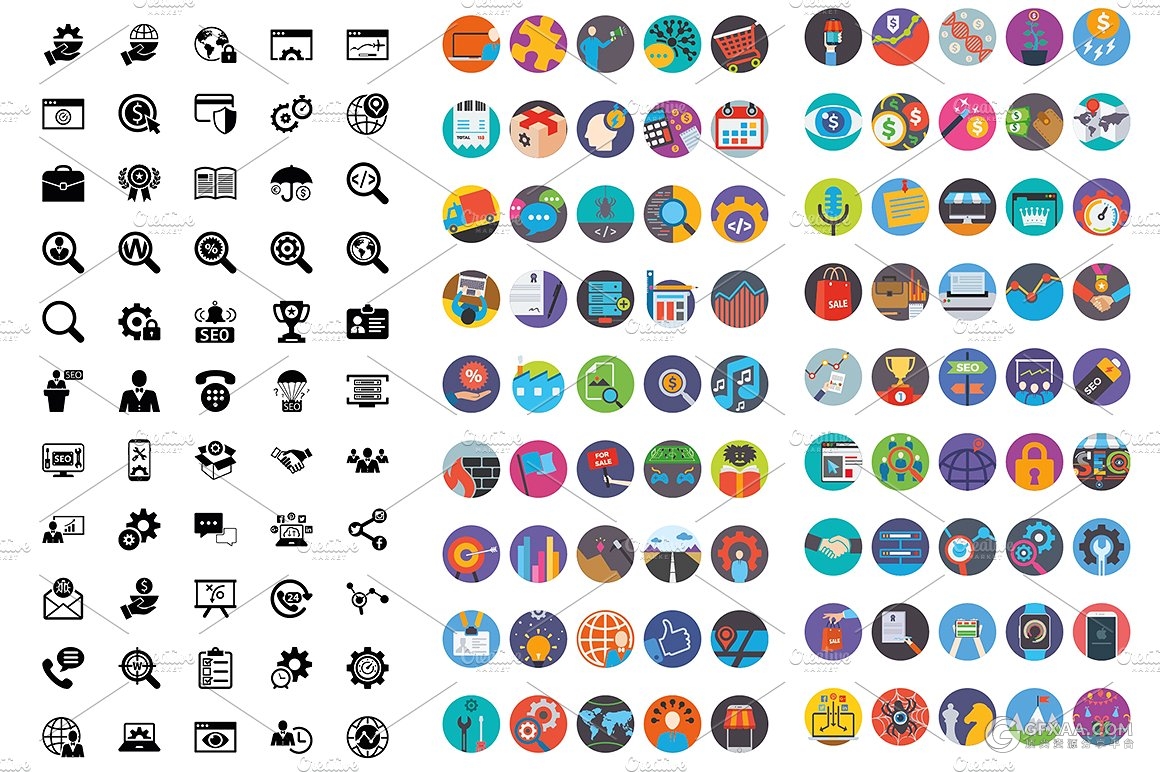 1000个数据图表+500个ICON合集ai/ps/eps三种格式 - 顶尖PPT