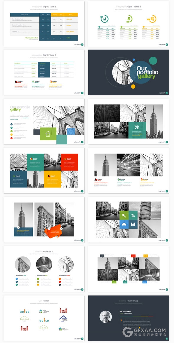10种配色总1500页城市建设规格PPT模板 - 顶尖PPT