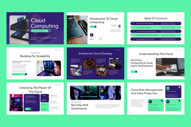 云计算科技创新方案展示PPT模板 - 顶尖PPT