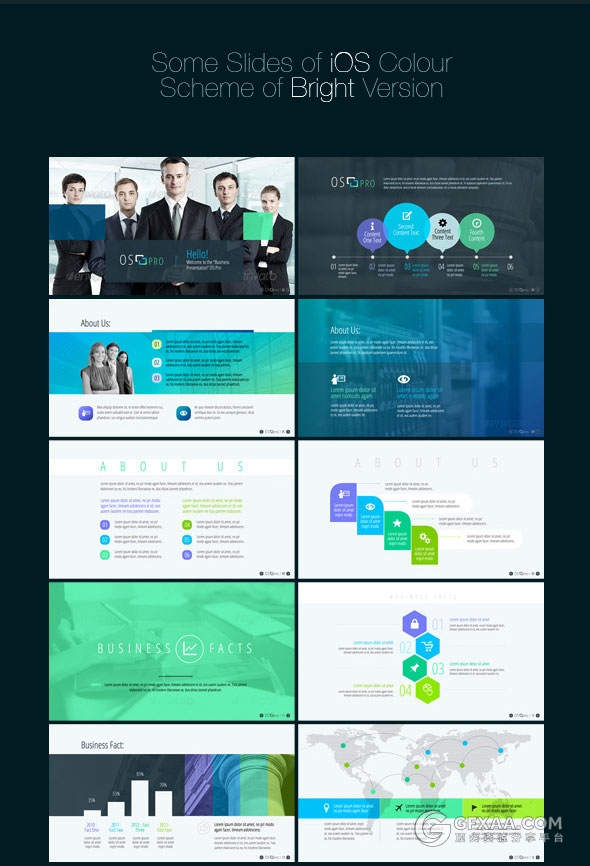 绚丽配色IOS动画特效商务多用途PPT模板 - 顶尖PPT
