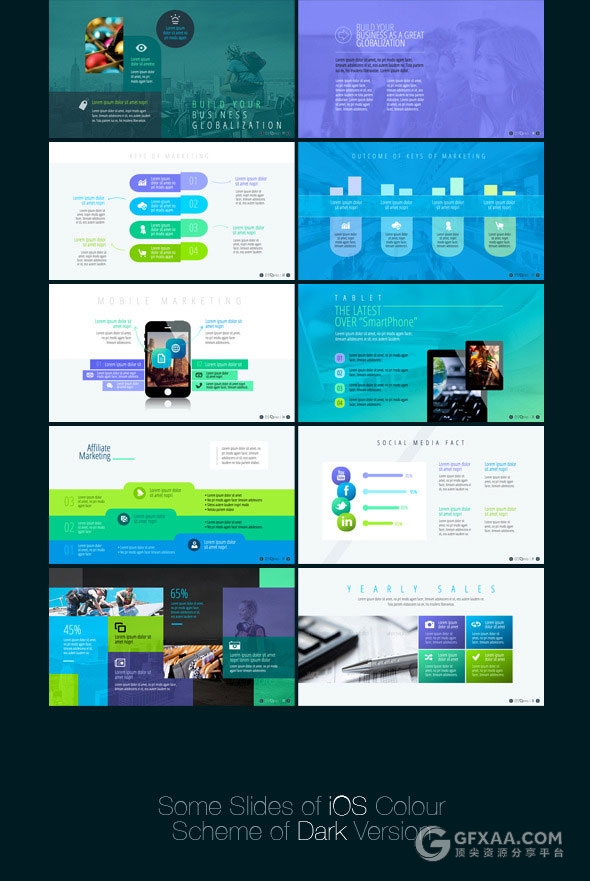 绚丽配色IOS动画特效商务多用途PPT模板 - 顶尖PPT
