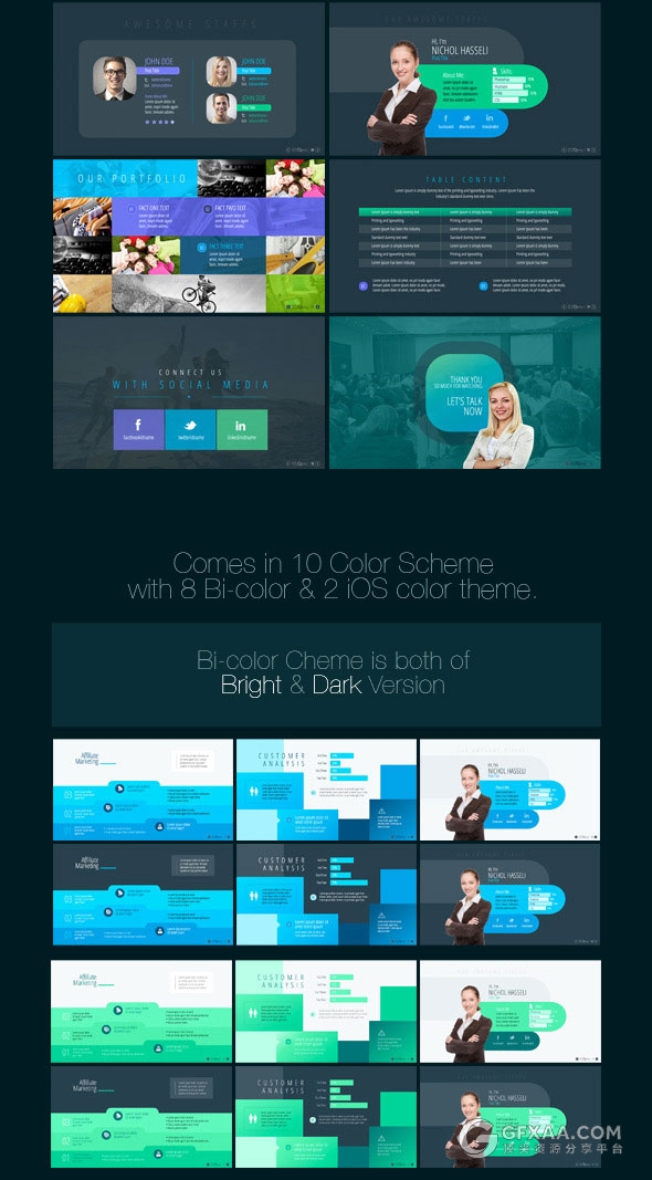 绚丽配色IOS动画特效商务多用途PPT模板 - 顶尖PPT