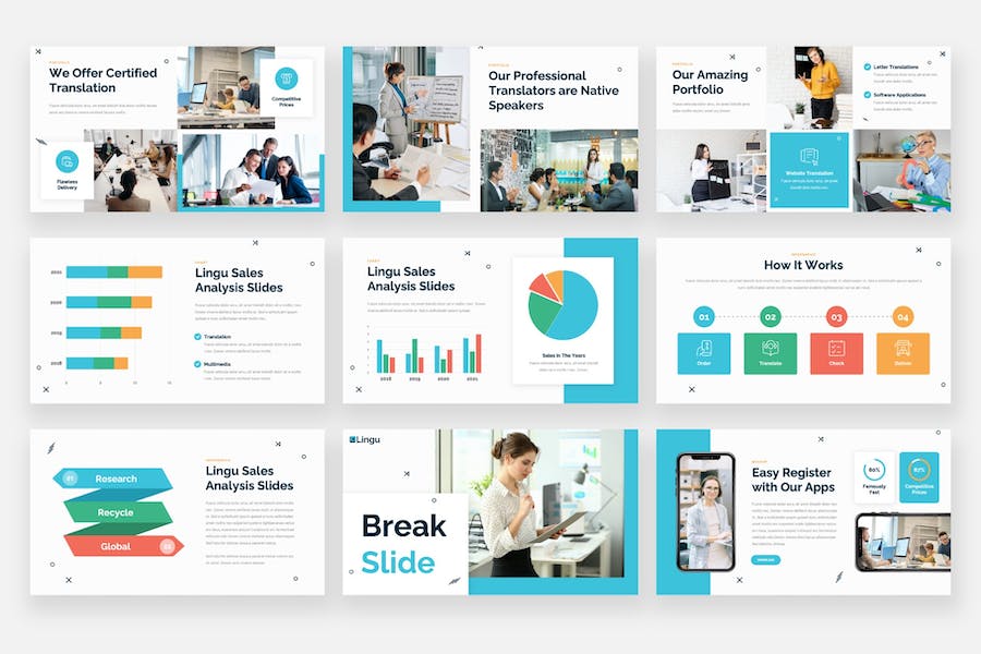 翻译服务翻译培训机构PPT模板 - 顶尖PPT