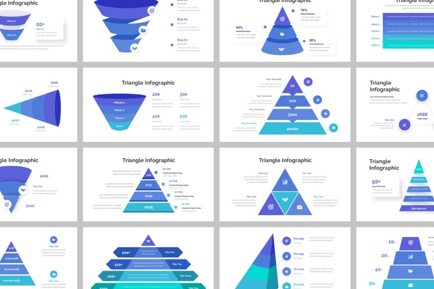 渐变色三角形金字塔信息图形keynote模板 - 顶尖PPT