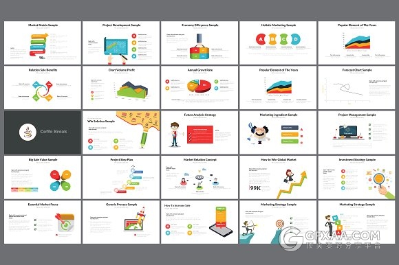 100页扁平化卡通动画风格PPT模板 - 顶尖PPT