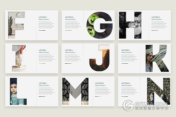 114页文艺图片展示创意数字字母剪影PPT模板 - 顶尖PPT