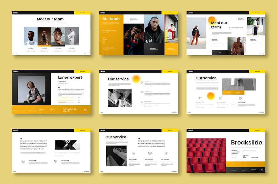 黄色主题商务企业产品服务展示PPT模板 - 顶尖PPT