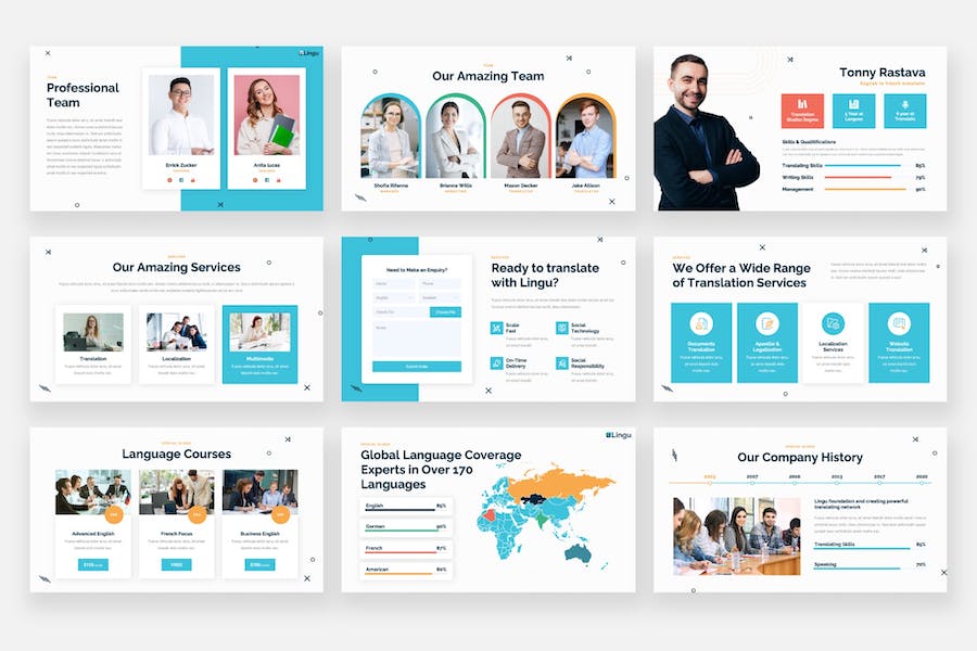 翻译服务翻译培训机构PPT模板 - 顶尖PPT