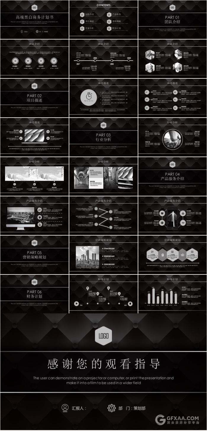 大气黑色简约创业融资商业计划书ppt模板 - 顶尖PPT