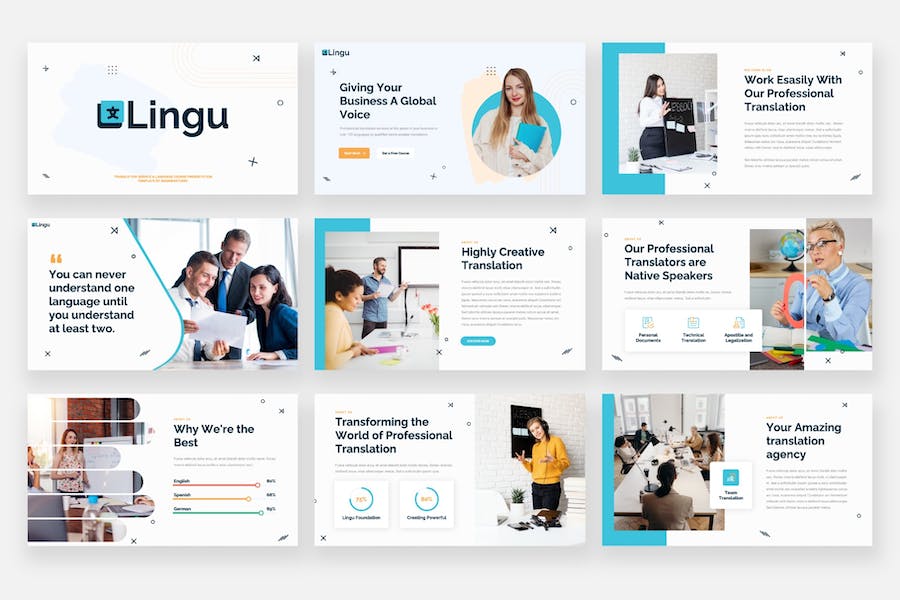 翻译服务翻译培训机构PPT模板 - 顶尖PPT