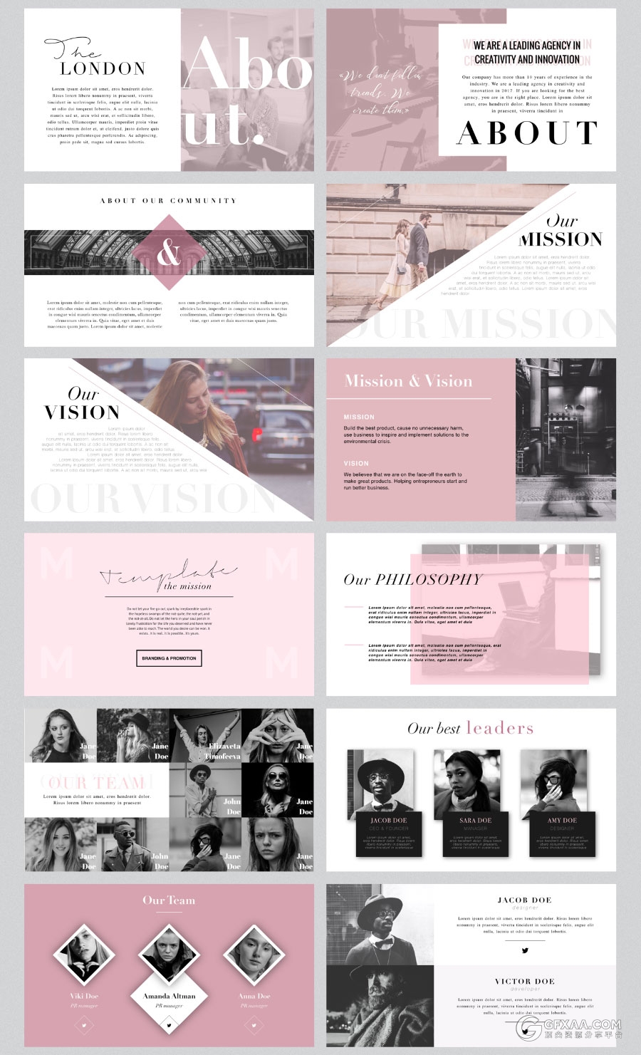 伦敦时尚杂志风格人物介绍keynote模板 - 顶尖PPT