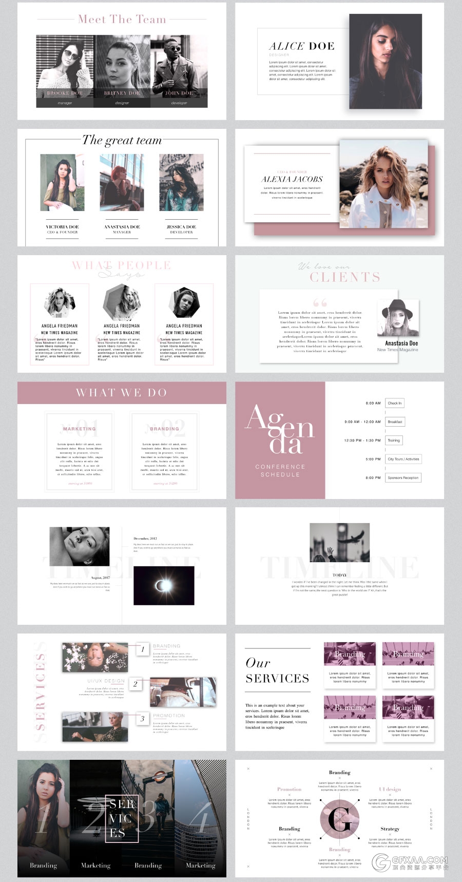 伦敦时尚杂志风格人物介绍keynote模板 - 顶尖PPT