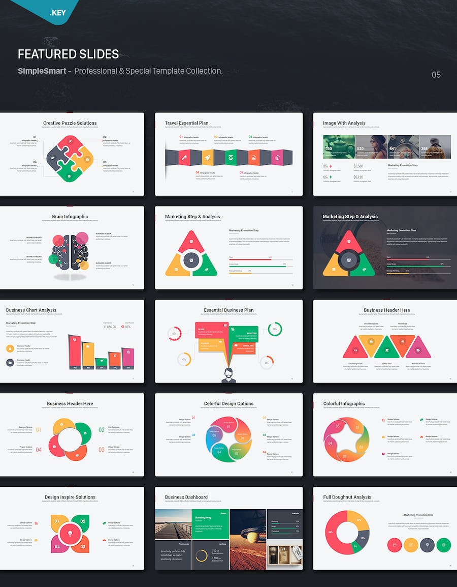 简约创意商务风格数据图形keynote模板 - 顶尖PPT