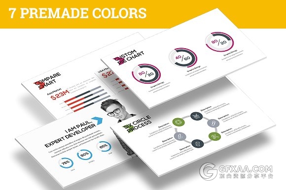 55页商务分析汇报PPT模板7种颜色主题 - 顶尖PPT