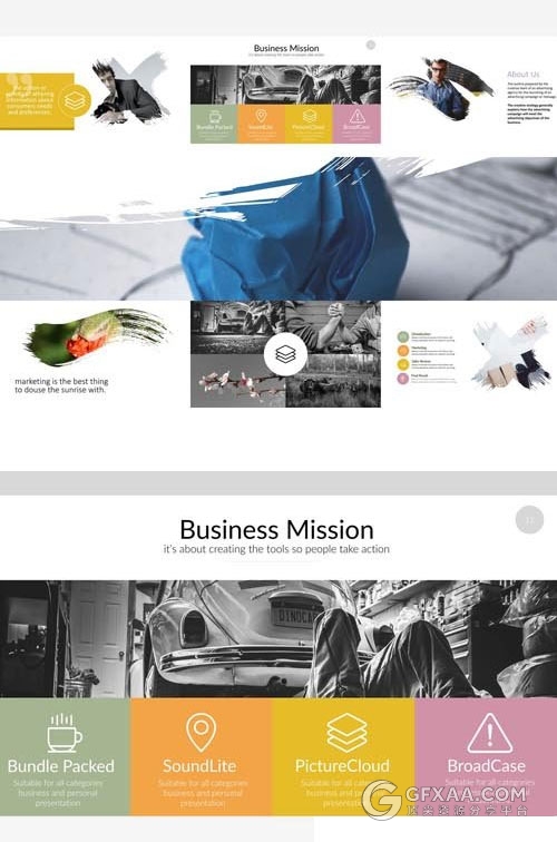 130页泼墨笔刷效果简约多用途PPT模板 - 顶尖PPT