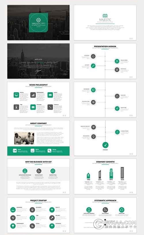 55页绿色扁平化商务PPT模板 - 顶尖PPT