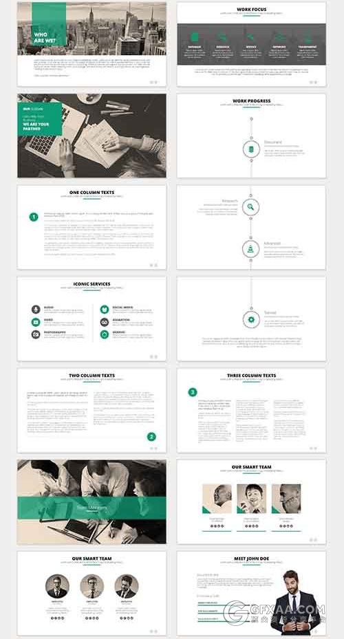 55页绿色扁平化商务PPT模板 - 顶尖PPT