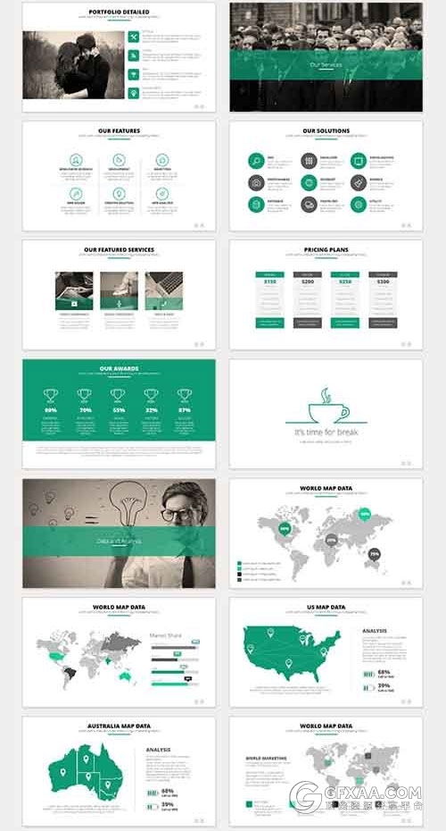 55页绿色扁平化商务PPT模板 - 顶尖PPT