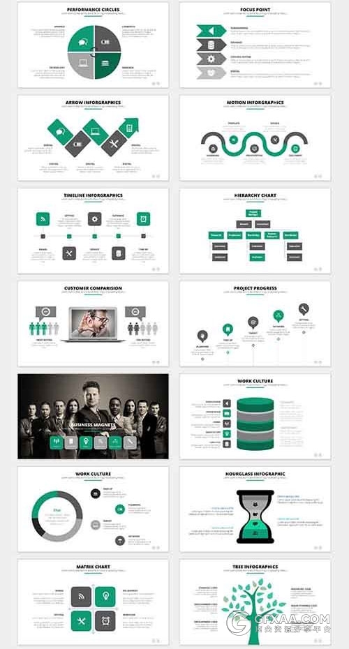 55页绿色扁平化商务PPT模板 - 顶尖PPT
