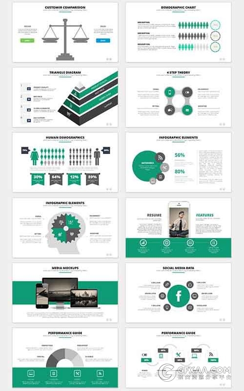 55页绿色扁平化商务PPT模板 - 顶尖PPT
