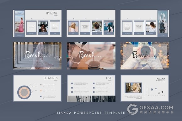 70多页文艺唯美系列摄影图片展示PPT模板 - 顶尖PPT