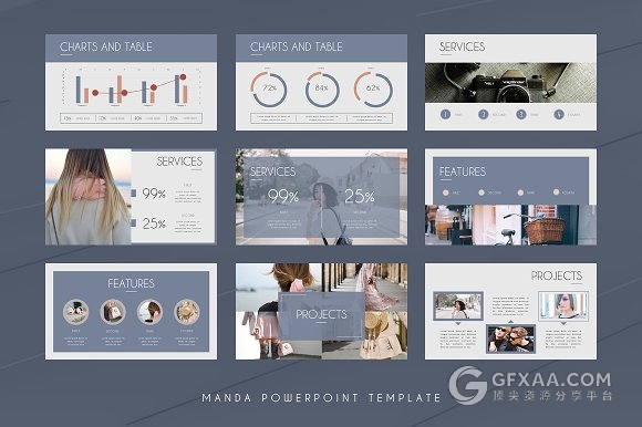 70多页文艺唯美系列摄影图片展示PPT模板 - 顶尖PPT