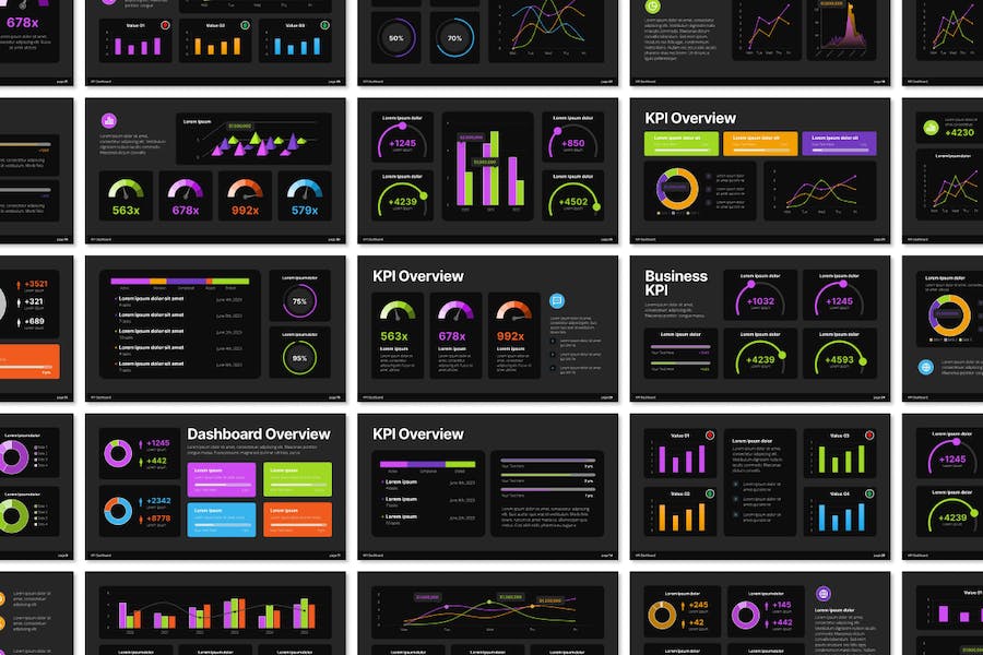 KPI绩效数据分析图形图表展示PPT模板 - 顶尖PPT