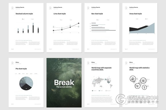 60多页简约风格A4尺寸规格keynote模板 - 顶尖PPT