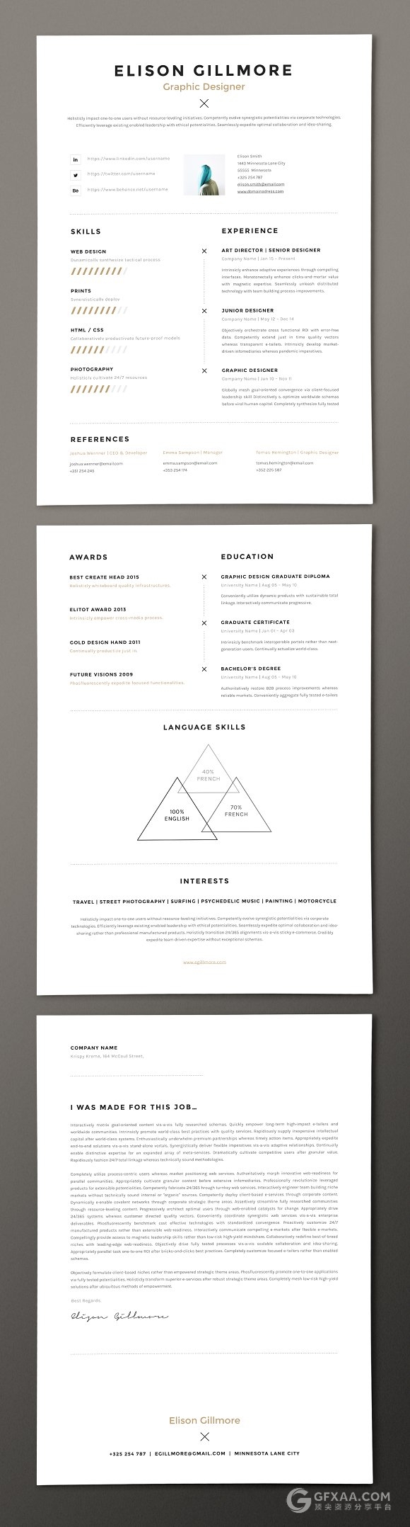 个人简历工作历程介绍word,pdf多种格式模板 - 顶尖PPT