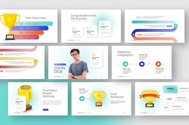 胜利奖杯信息图形keynote模板 - 顶尖PPT