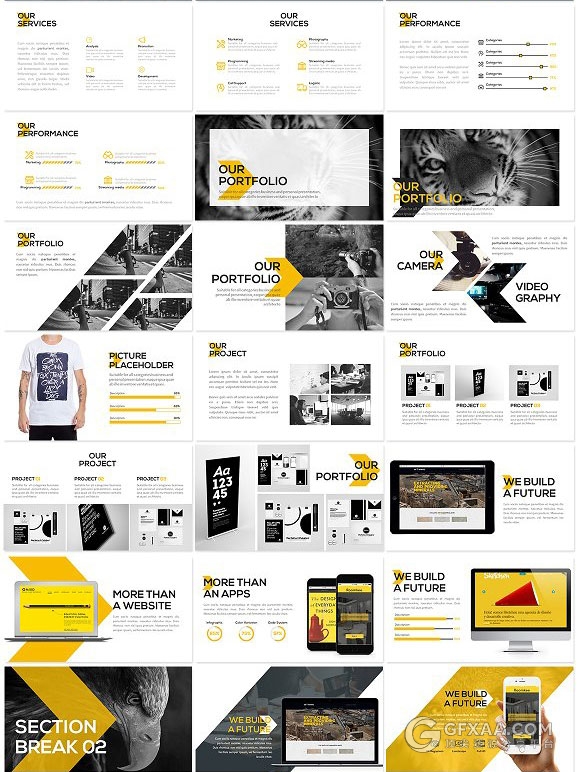 50多页欧美商务工作总结计划PPT模板28种配色 - 顶尖PPT