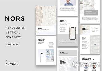 135页A4尺寸规格简约文艺风格keynote模板 - 顶尖PPT