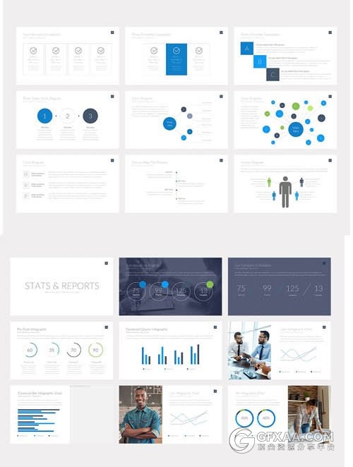 71页简约商务风格PPT模板24种配色文件 - 顶尖PPT