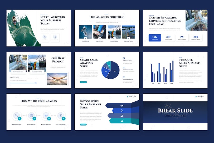 渔港水产养殖场渔业keynote模板 - 顶尖PPT