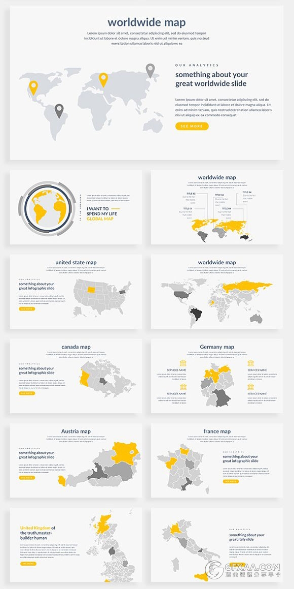 111页创意剪切图形商务多用途PPT模板 - 顶尖PPT