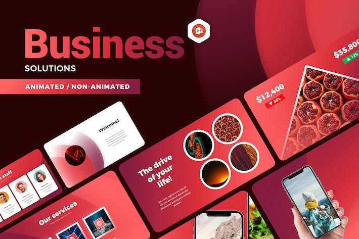 红色企业业务合作解决方案商业计划项目汇报展示通用PPT模板 - 顶尖PPT