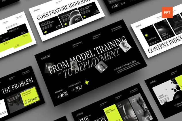 黑绿色现代AI人工智能PPT模板 - 顶尖PPT