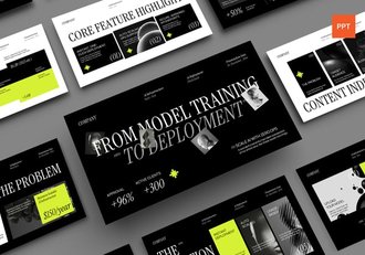 黑绿色现代AI人工智能PPT模板 - 顶尖PPT