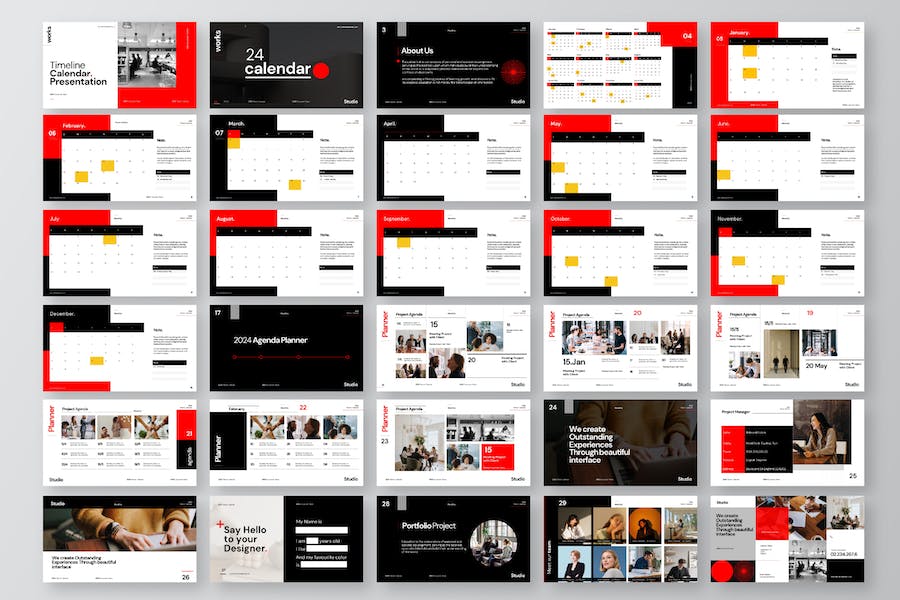 商业策划计划书工作排期规划日历农历PPT模板 - 顶尖PPT