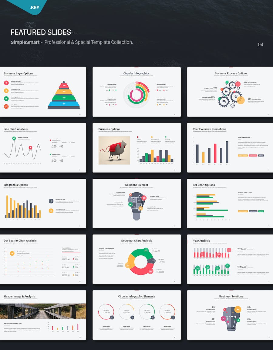 简约创意商务风格数据图形keynote模板 - 顶尖PPT