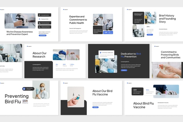 简洁风格流感病毒防控措施keynote模板 - 顶尖PPT