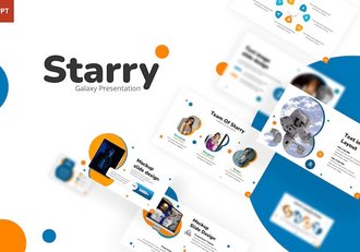 星空银河火箭公司卡通风格卫星公司PPT模板 - 顶尖PPT